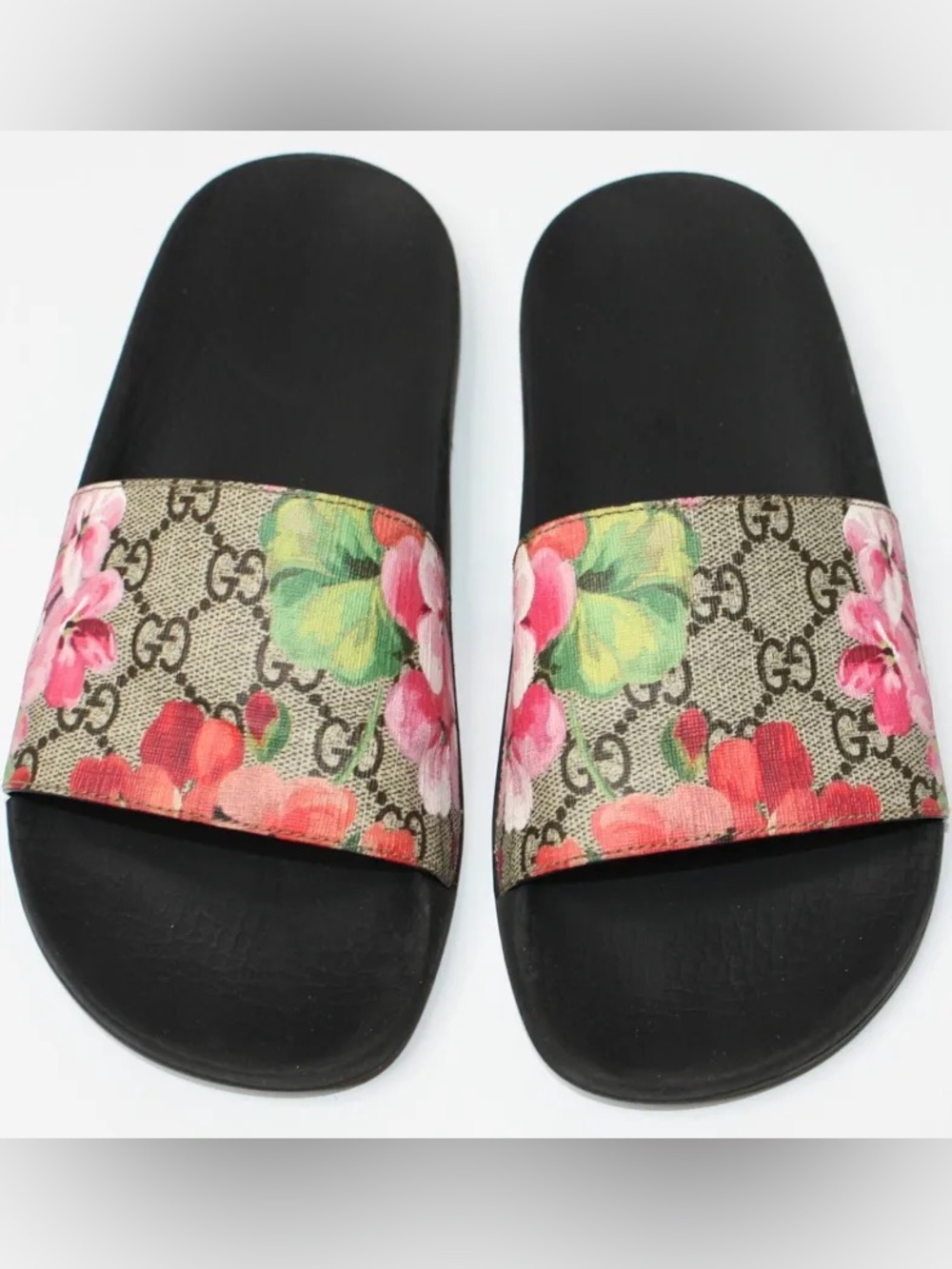 Gucci Pursuit Slide Sandals Floral In Full Bloom Flowers, Size 9